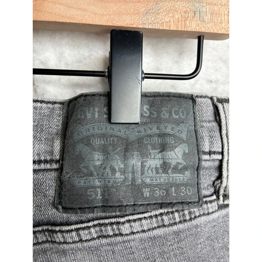 Levis 511 Slim Fit Grey Denim Jeans Mens 36x30 04511-3095 Stretch Cotton